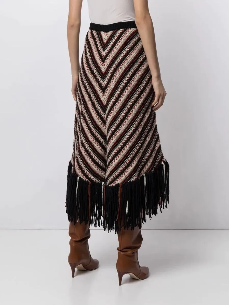 2014 Runway Fringe Wool Skirt