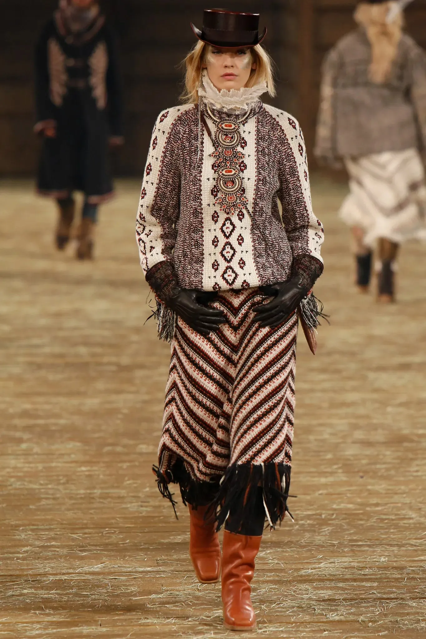 2014 Runway Fringe Wool Skirt