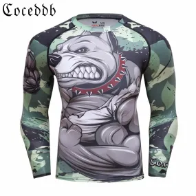 2018 Mens Fitness Compression O-Neck Long sleeves T Shirt  Animal 3D Prints MMA Rashguard Tights Skin Man COCEDDB T-Shirts