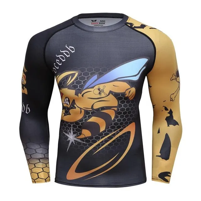 2018 Mens Fitness Compression O-Neck Long sleeves T Shirt  Animal 3D Prints MMA Rashguard Tights Skin Man COCEDDB T-Shirts