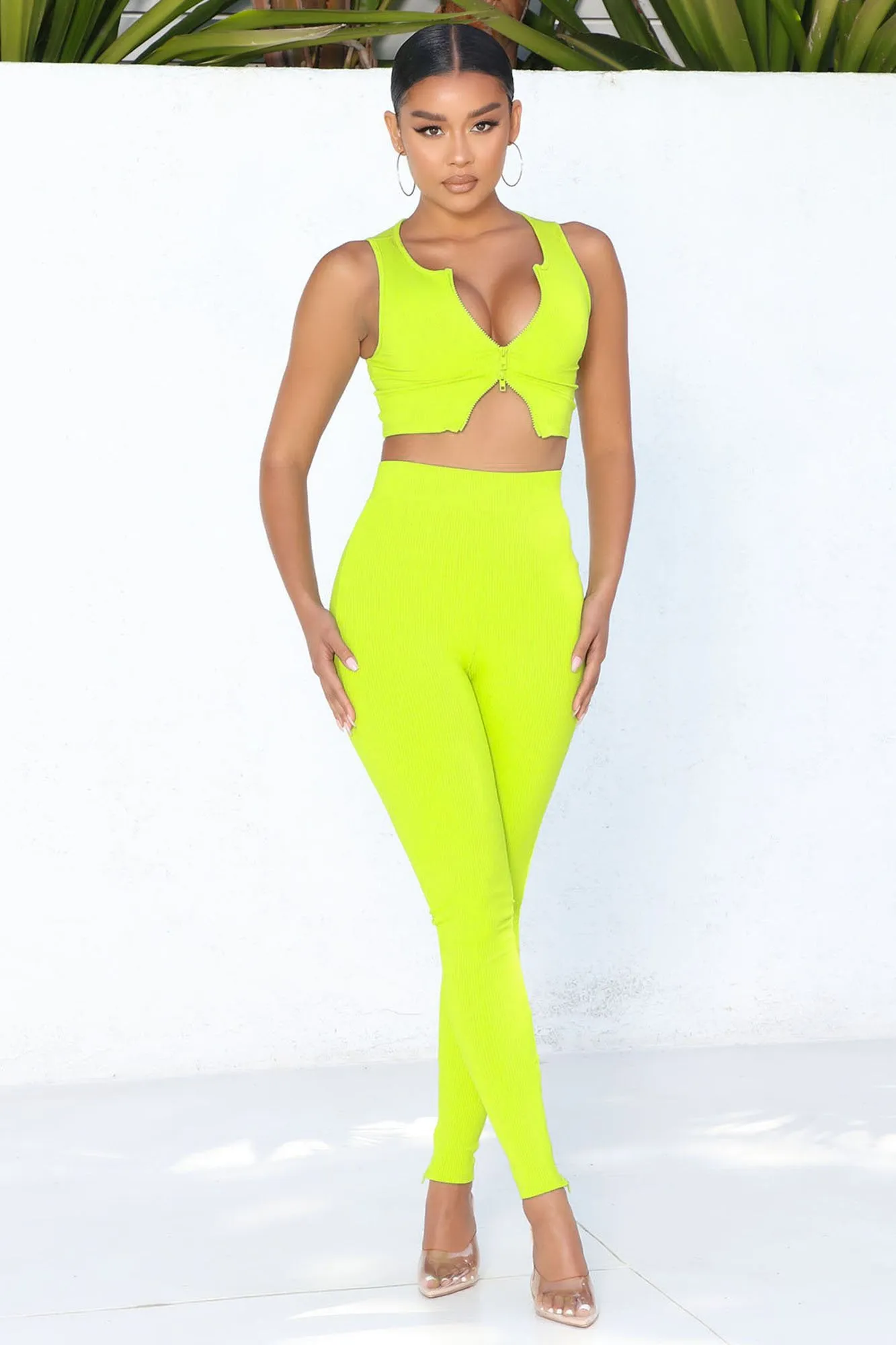 Alexa Snatched Crop Top - Lime