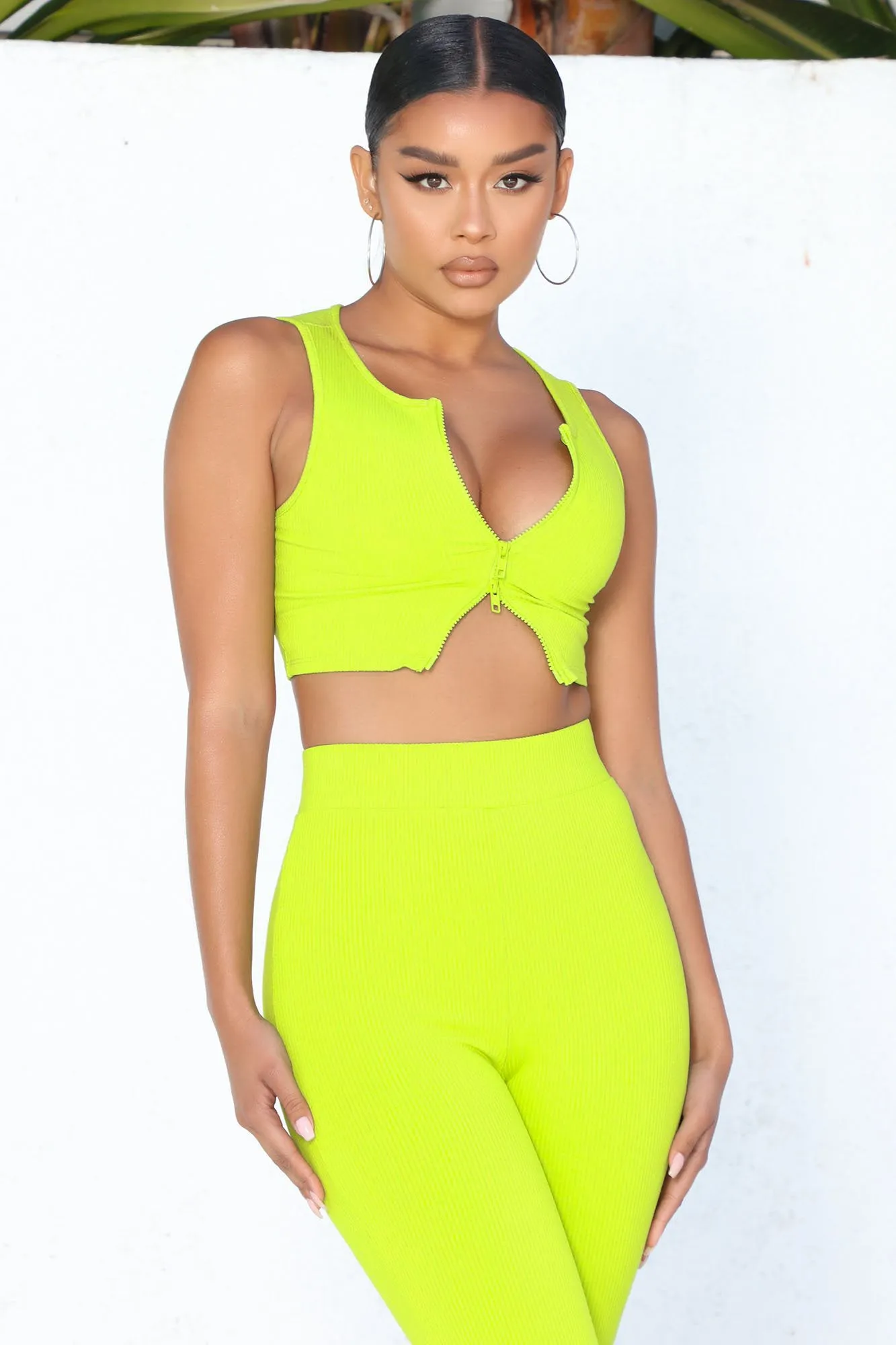 Alexa Snatched Crop Top - Lime