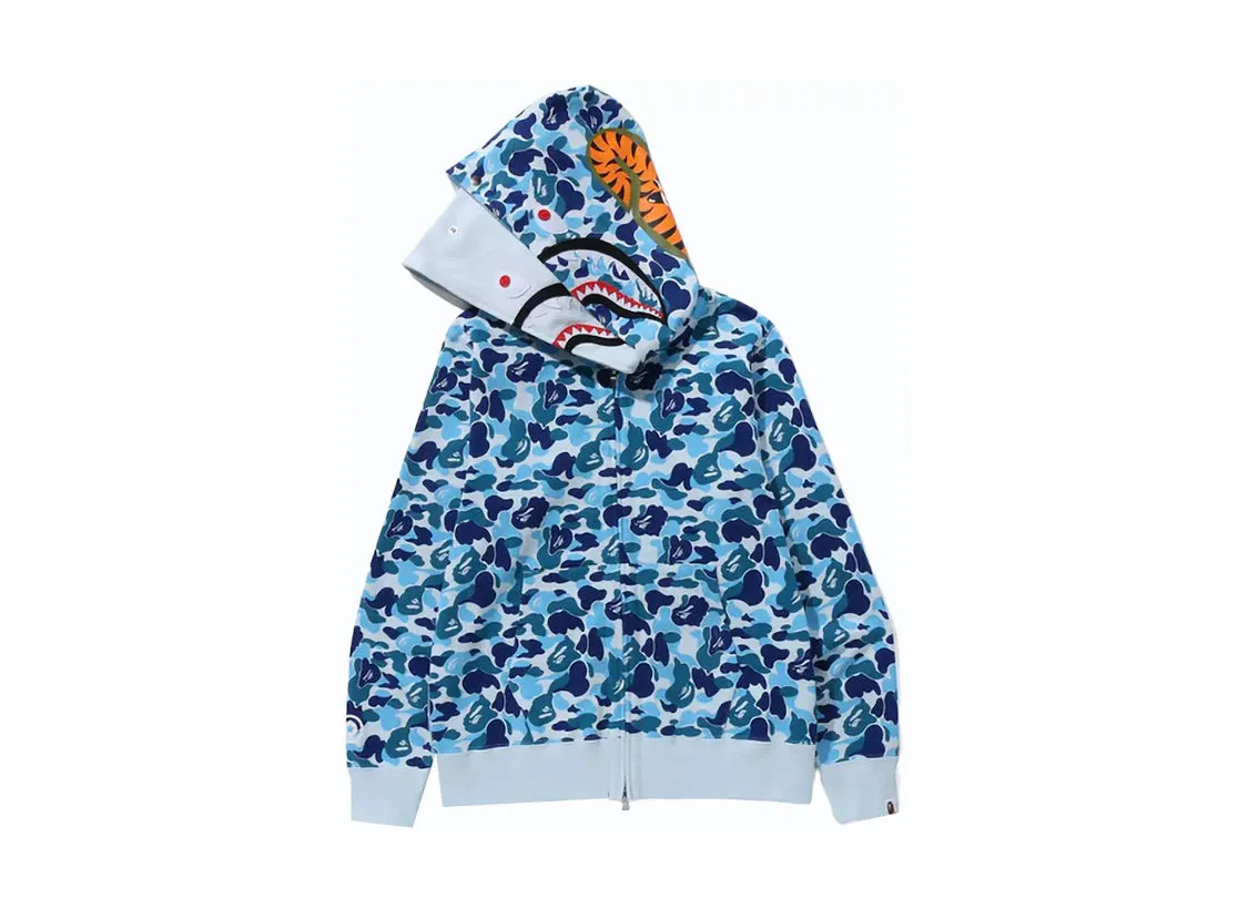 BAPE ABC Camo Double Shark Full Zip Hoodie Blue (FW23)