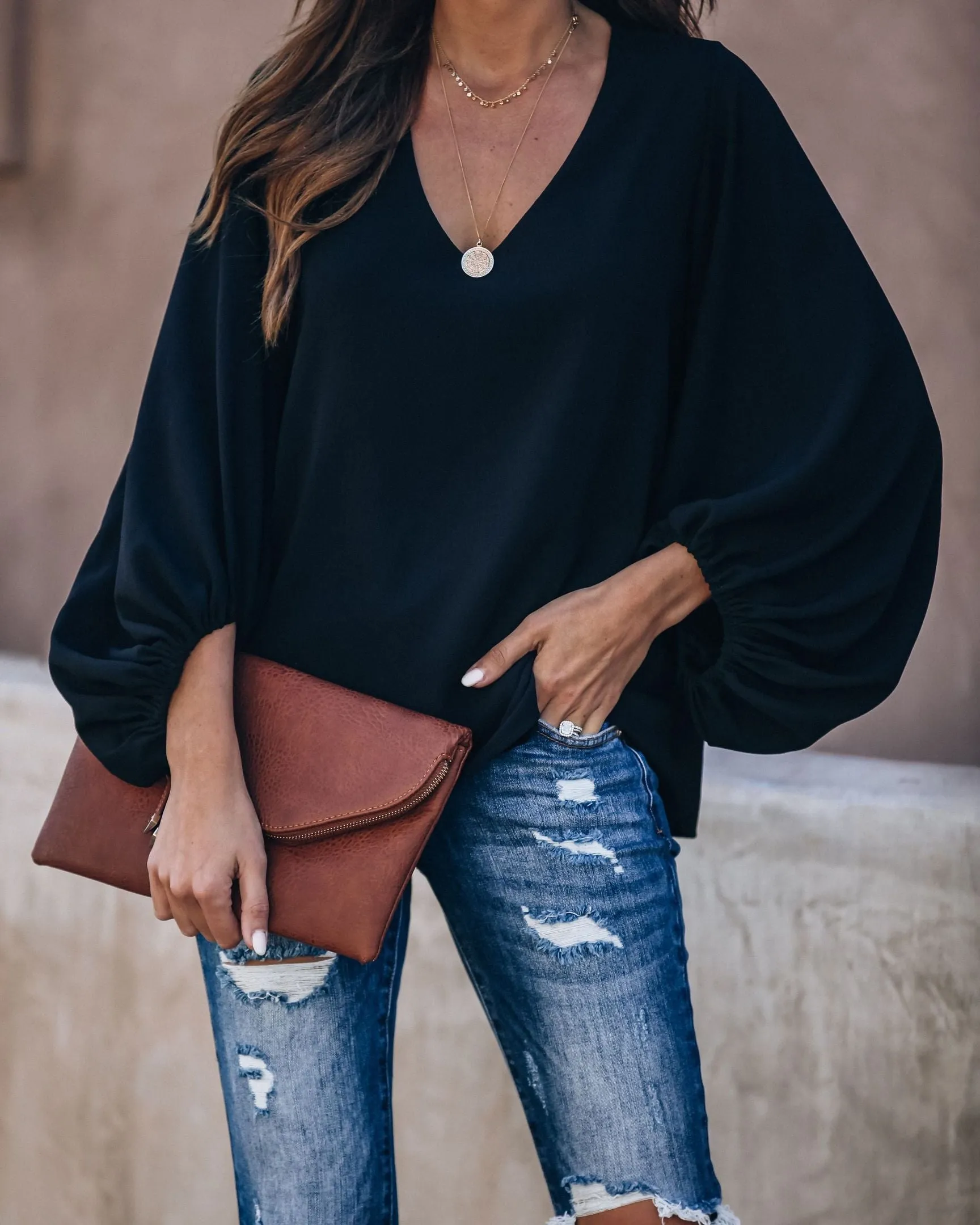 Bells Will Be Ringing Balloon Sleeve Blouse - Black