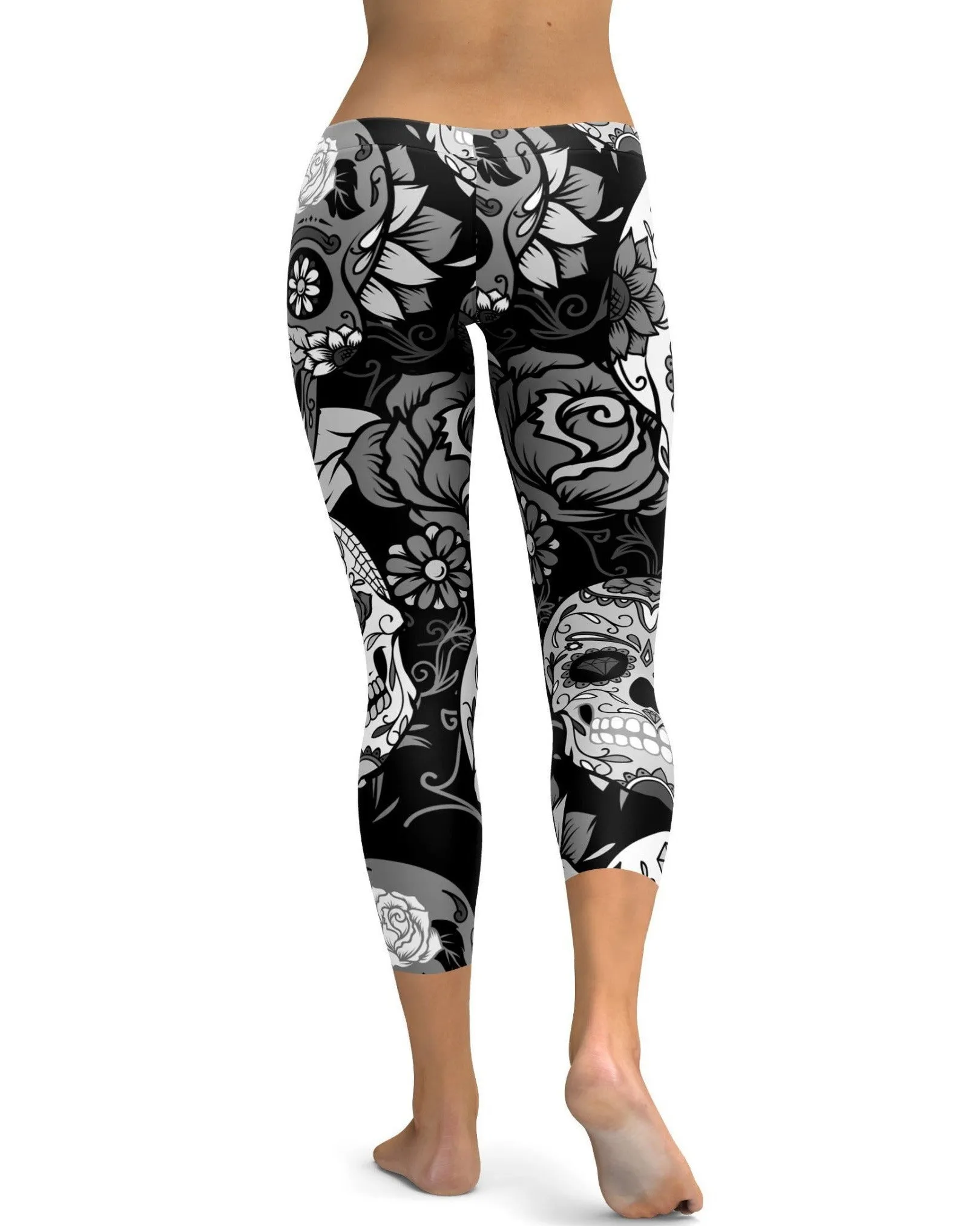 Black & White Sugar Skull Capris