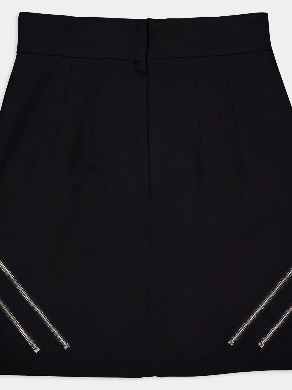 Black Mini Skirt with Front Zipper Detail