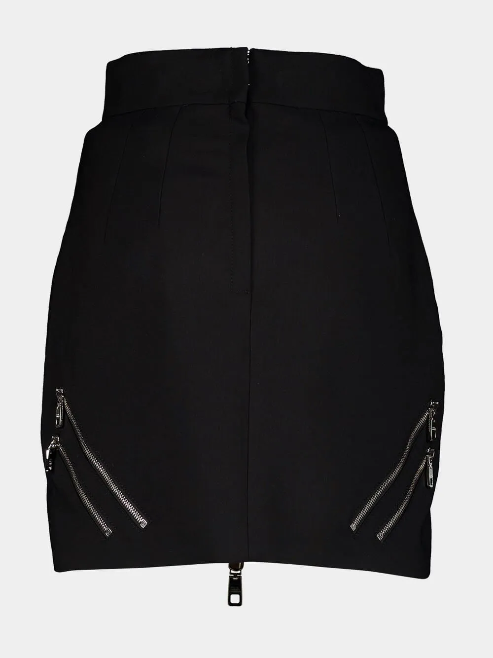 Black Mini Skirt with Front Zipper Detail