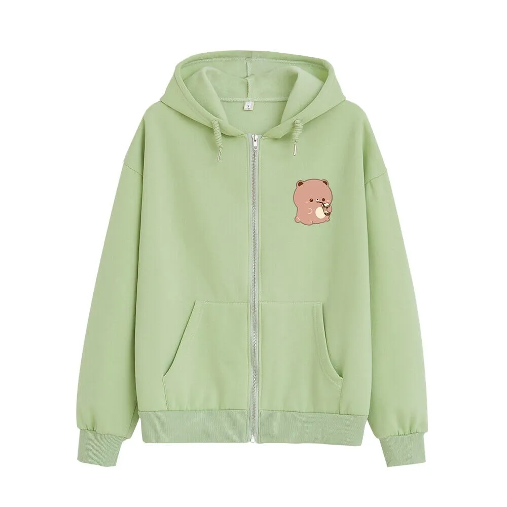 Boba Lovin Boberu the Bear Soft Zip-Up Hoodie