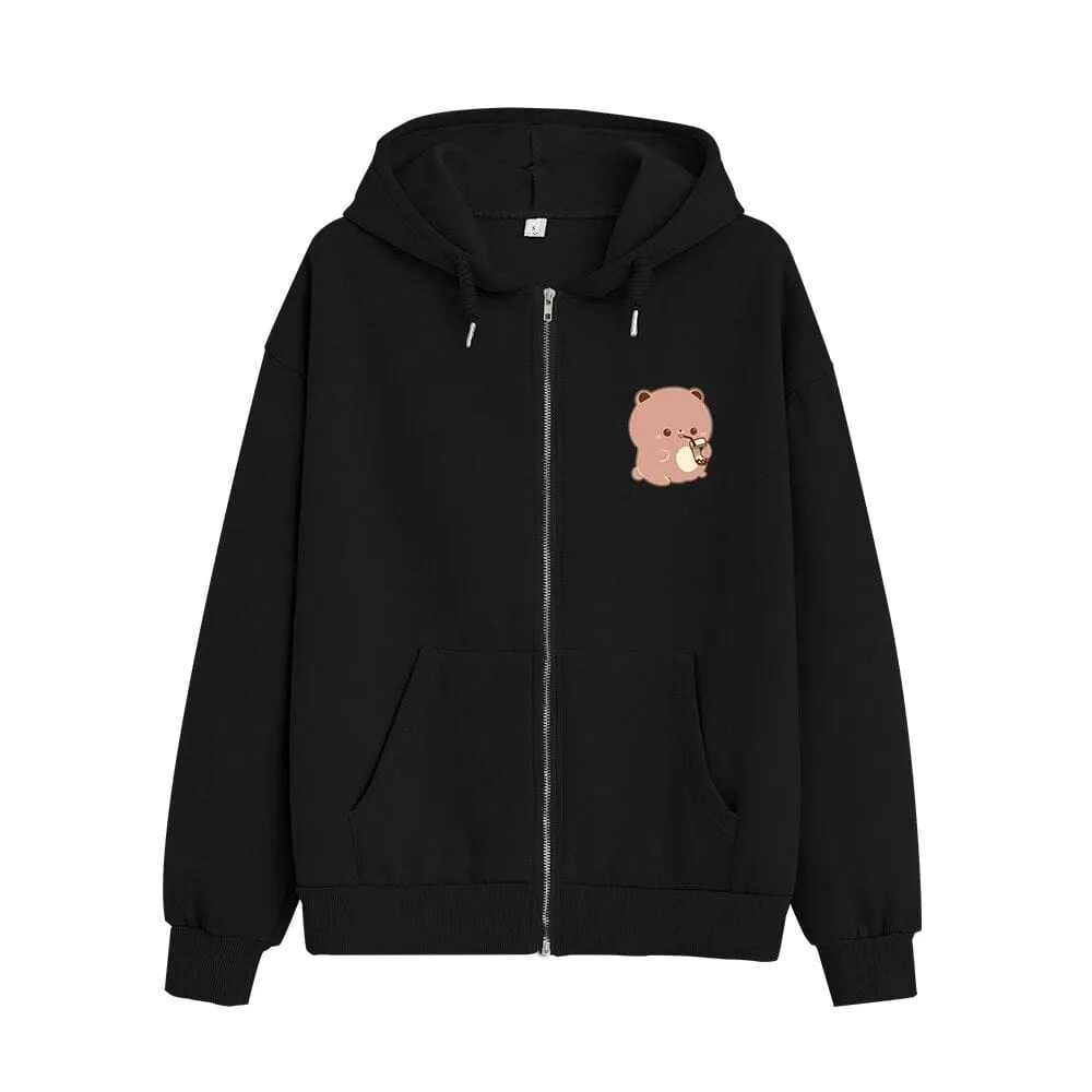 Boba Lovin Boberu the Bear Soft Zip-Up Hoodie