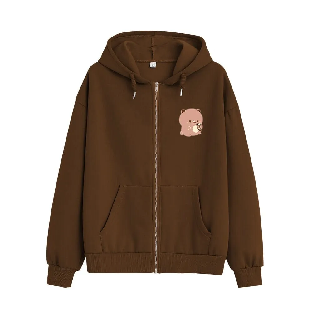 Boba Lovin Boberu the Bear Soft Zip-Up Hoodie