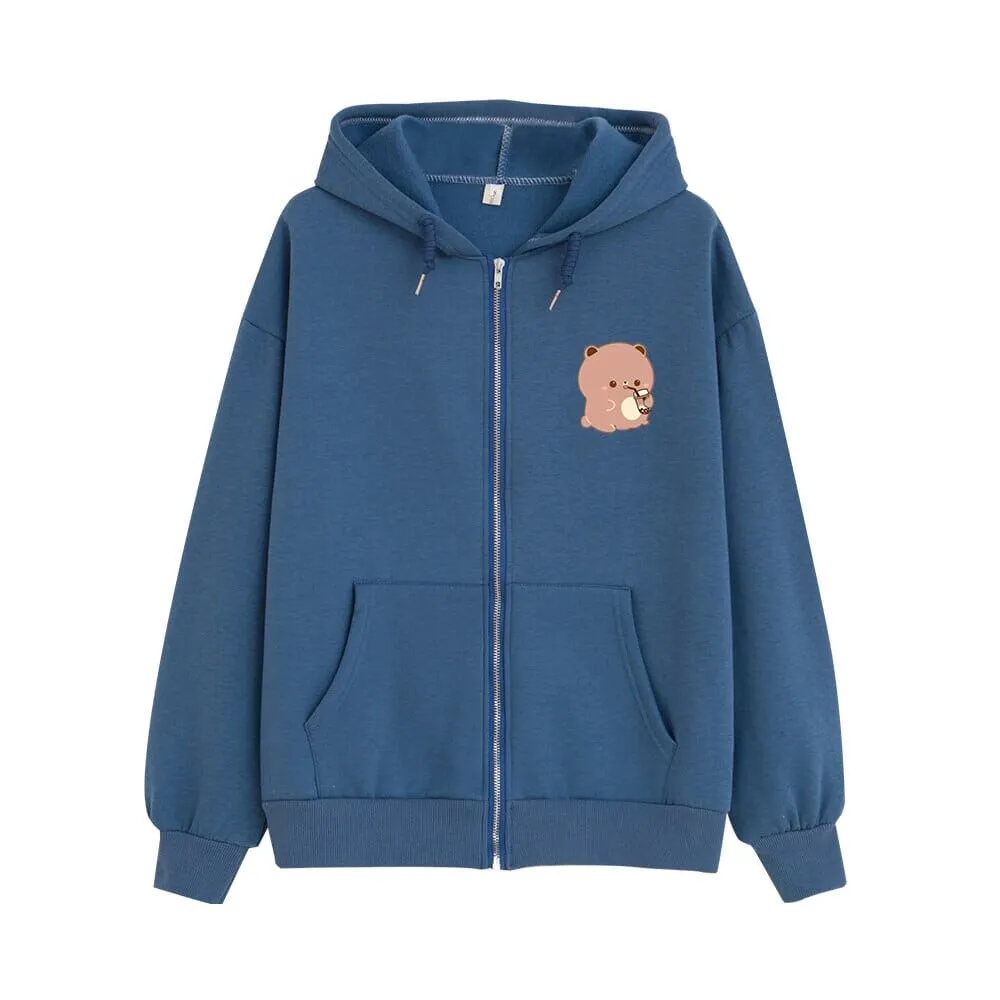 Boba Lovin Boberu the Bear Soft Zip-Up Hoodie