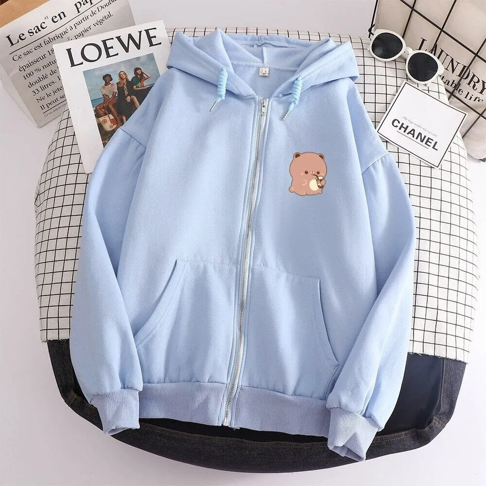 Boba Lovin Boberu the Bear Soft Zip-Up Hoodie