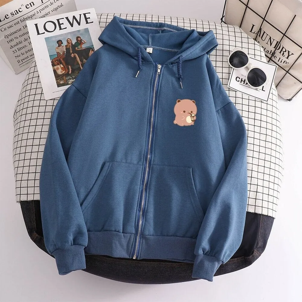 Boba Lovin Boberu the Bear Soft Zip-Up Hoodie