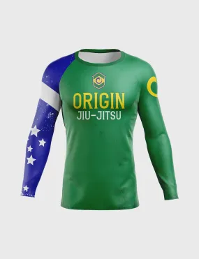 BRAZIL FLAG LS COMPRESSION FIT RASHGUARD