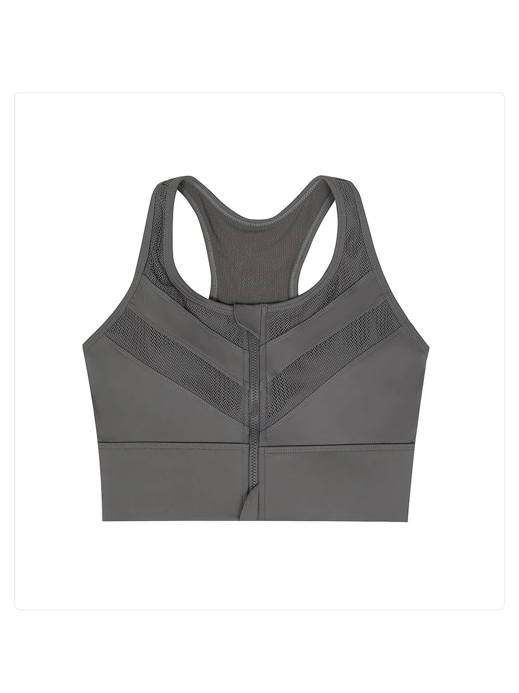 Breathable Fixed Padded Front Zipper Shockproof Sports Bra