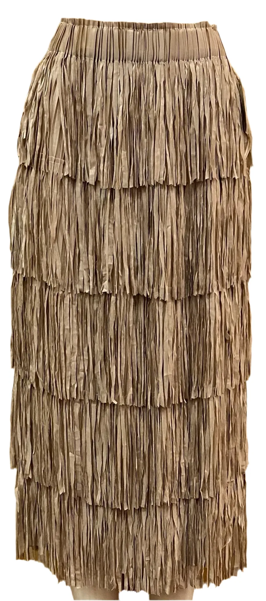 Brown All Over Fringe Skirt