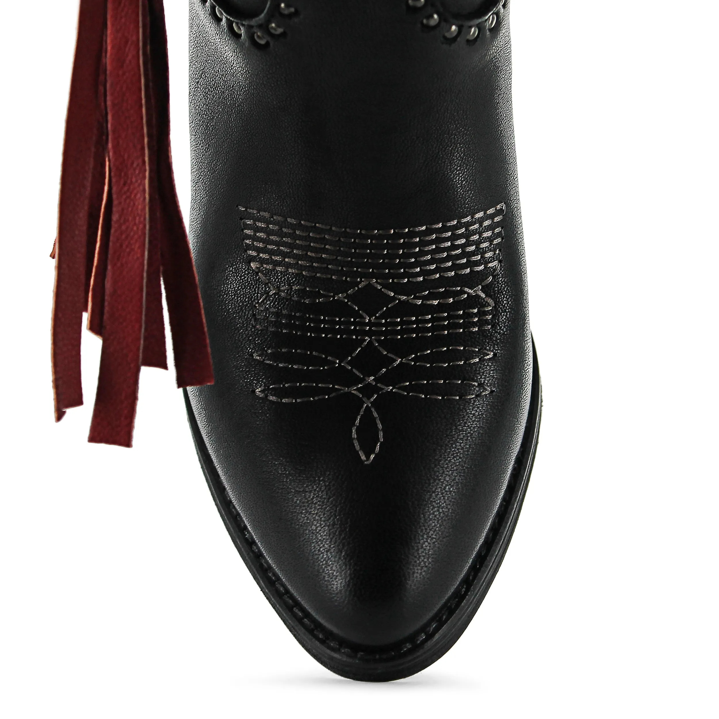 Creek01 - Black Western Ankle Side Fringe