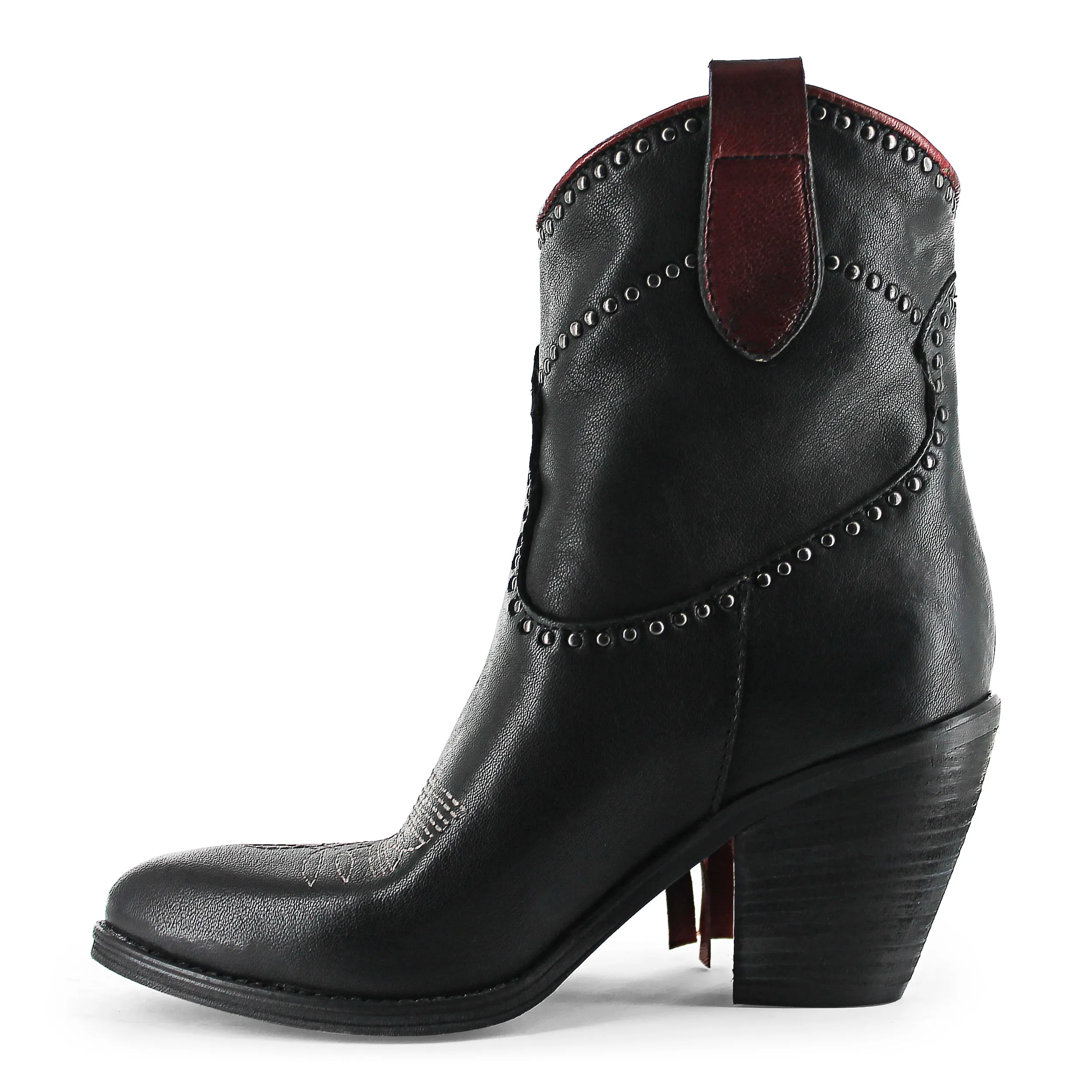 Creek01 - Black Western Ankle Side Fringe