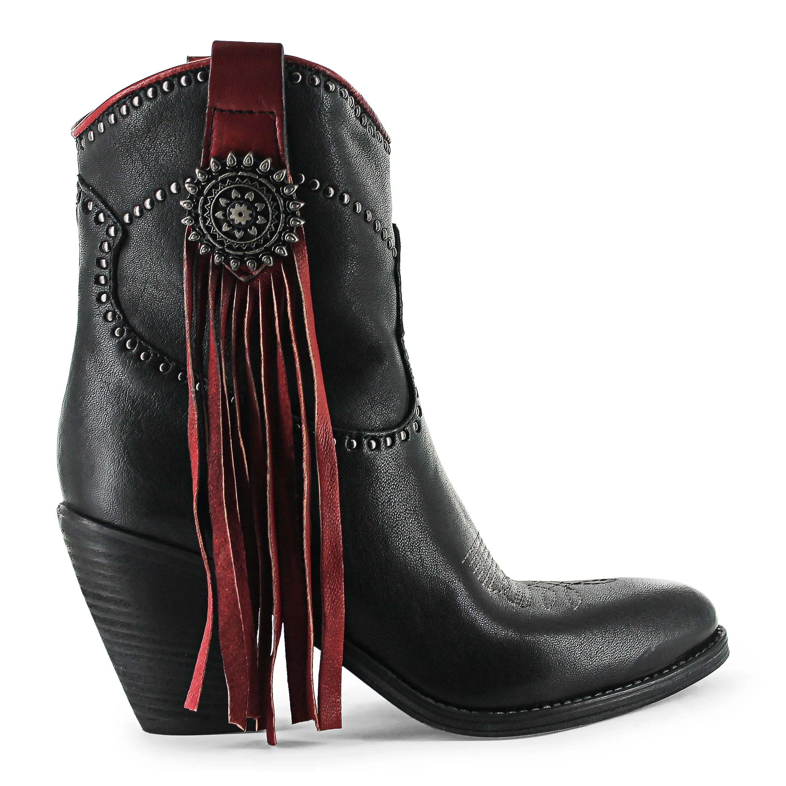 Creek01 - Black Western Ankle Side Fringe