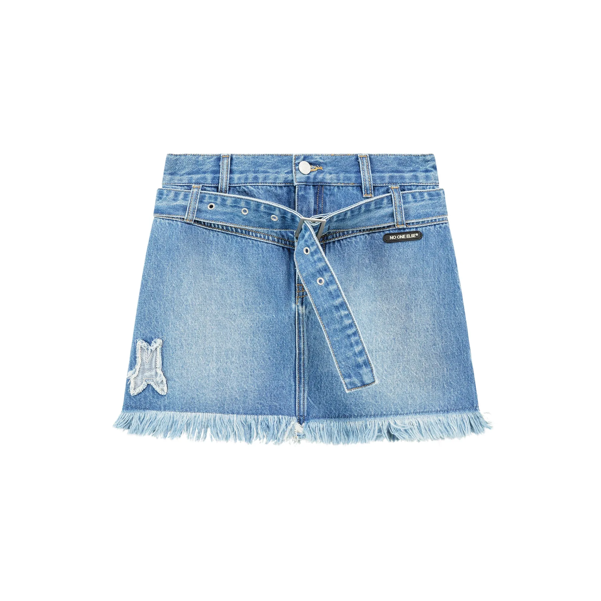 Denim Fringe Mini Skirt