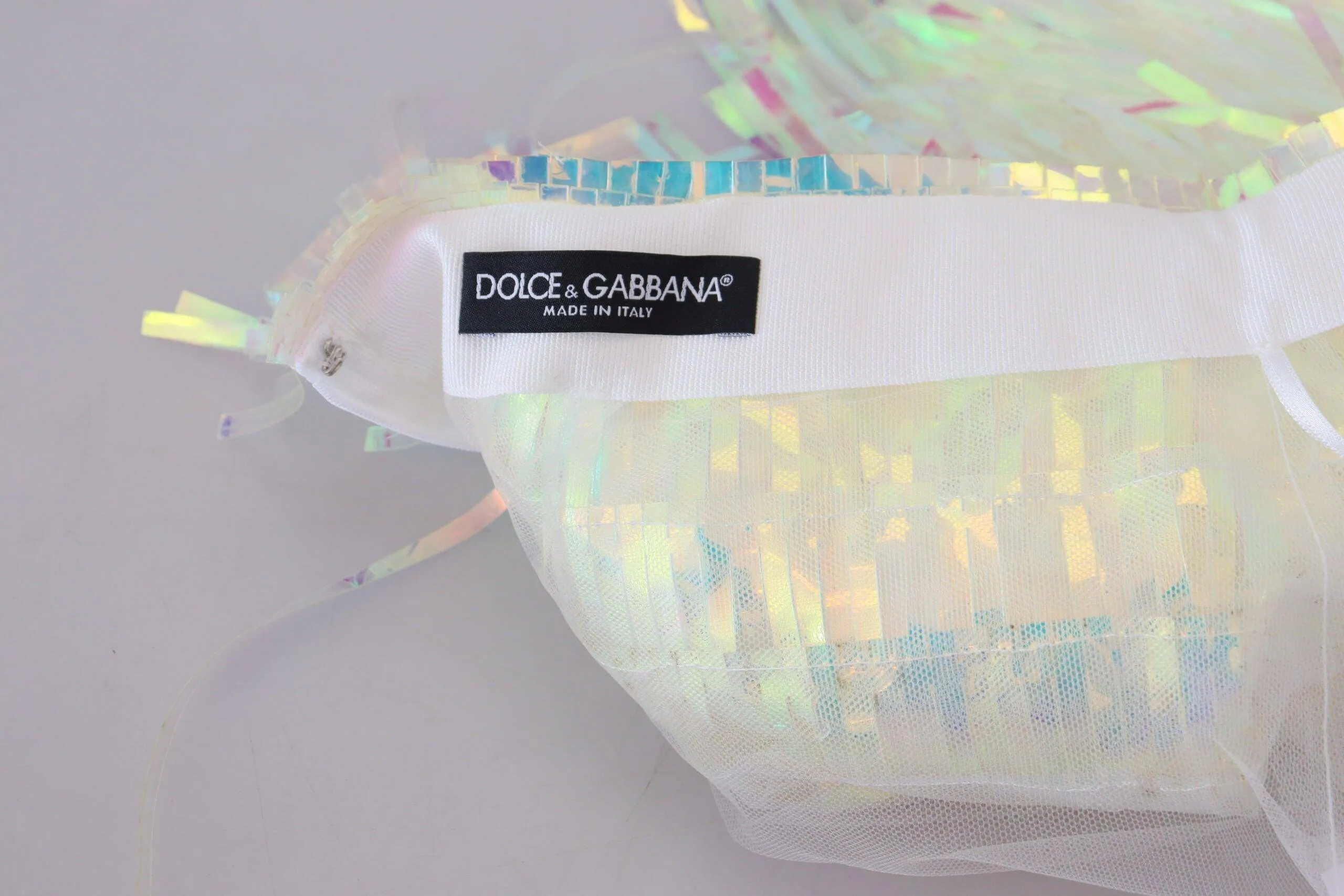 Dolce & Gabbana Multicolor Iridescent Fringed Tulle Skirt