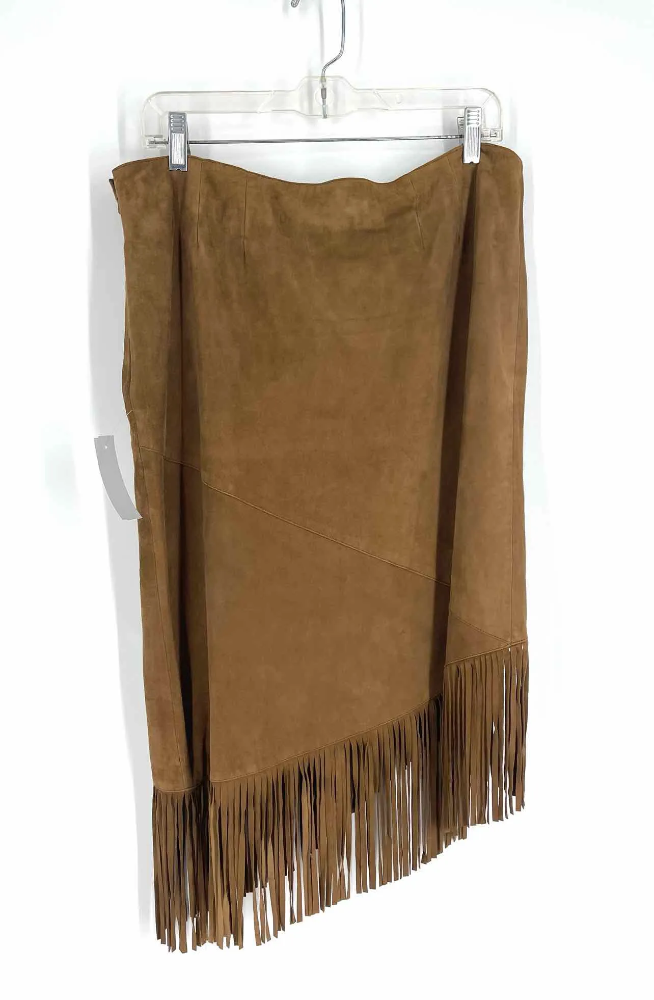 Double D Size 14 Brown Fringe Suede NEW Designer Skirt