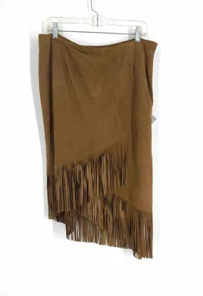 Double D Size 14 Brown Fringe Suede NEW Designer Skirt