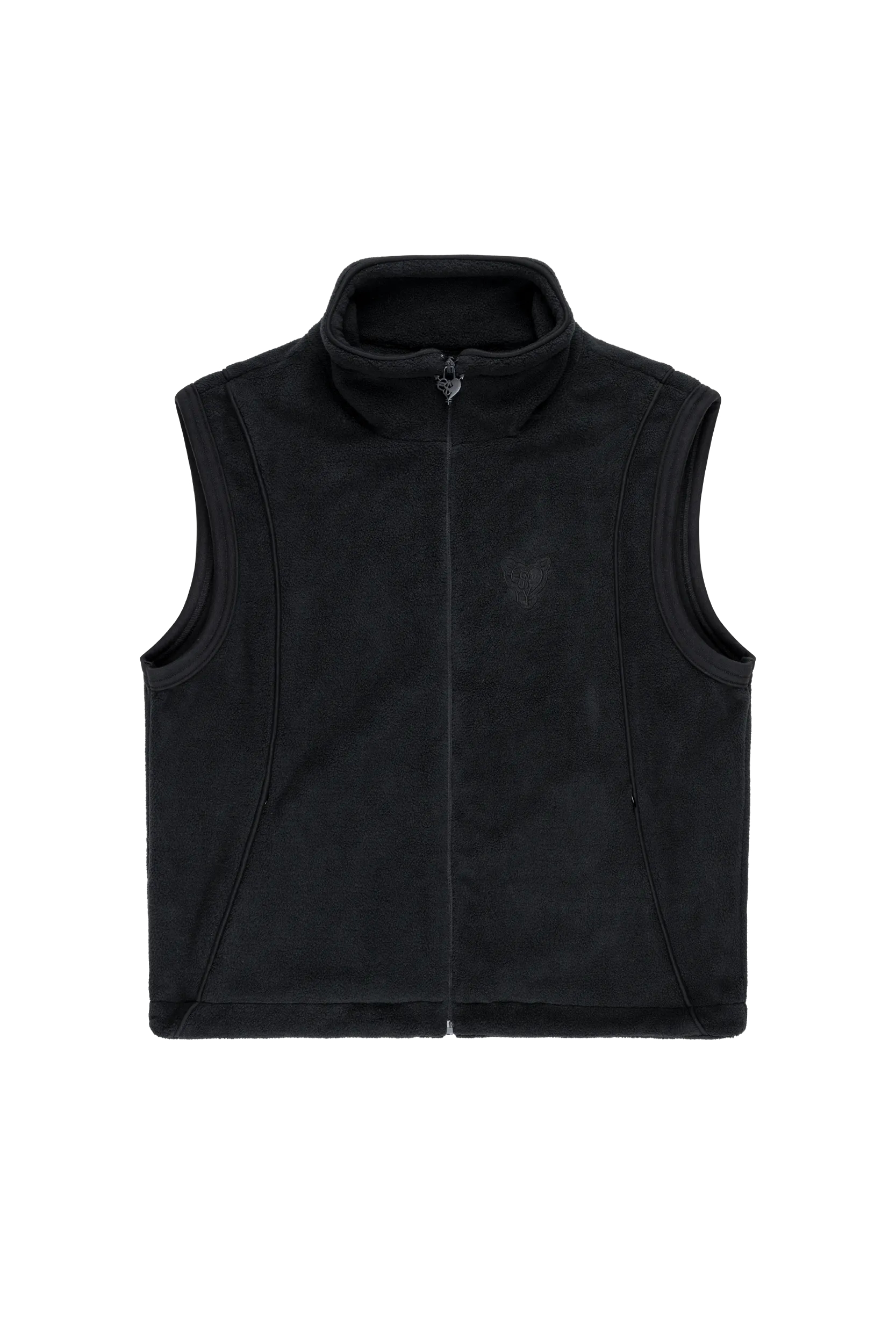 HEAVY HEART FLEECE VEST BLACK