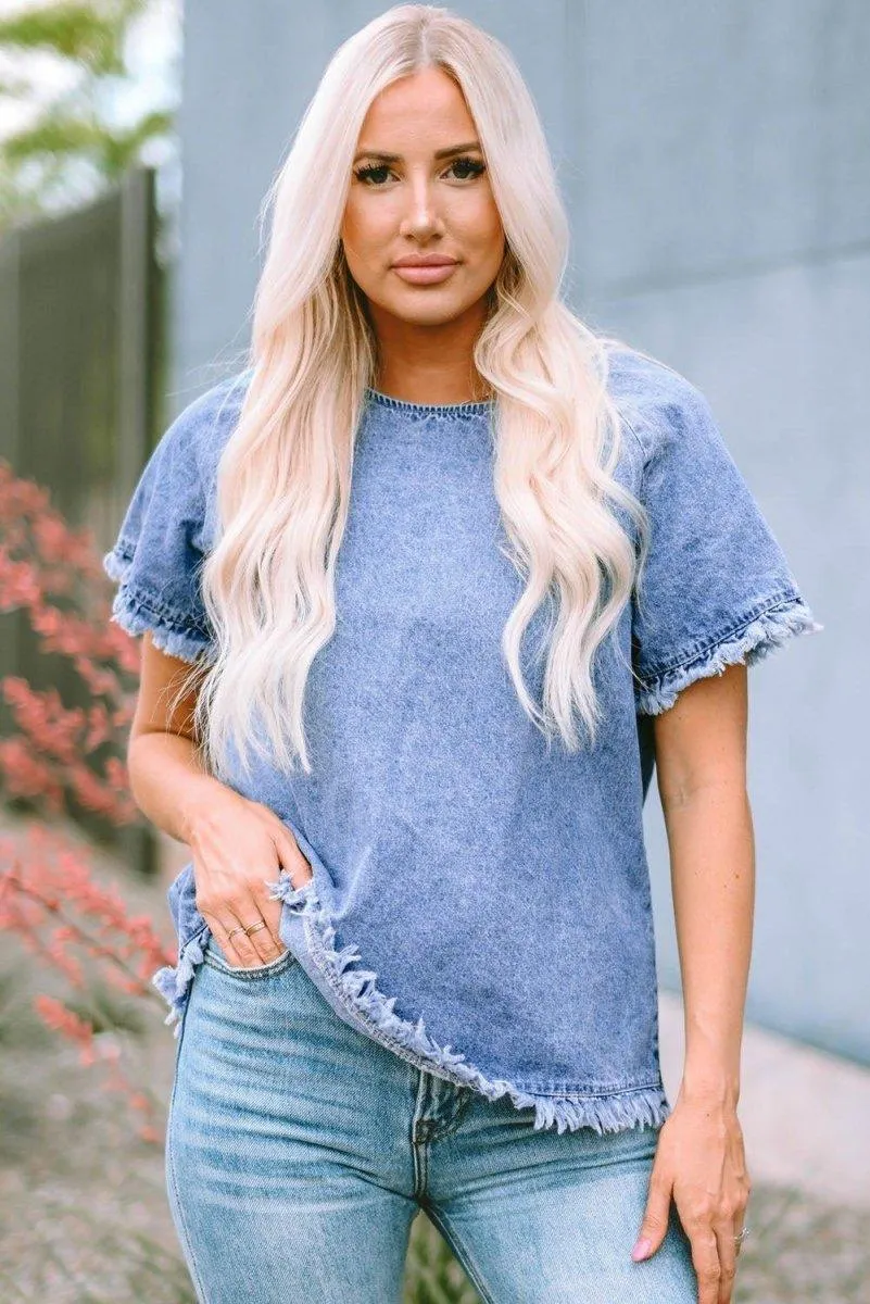 Jasmine Raglan Sleeve Denim Top