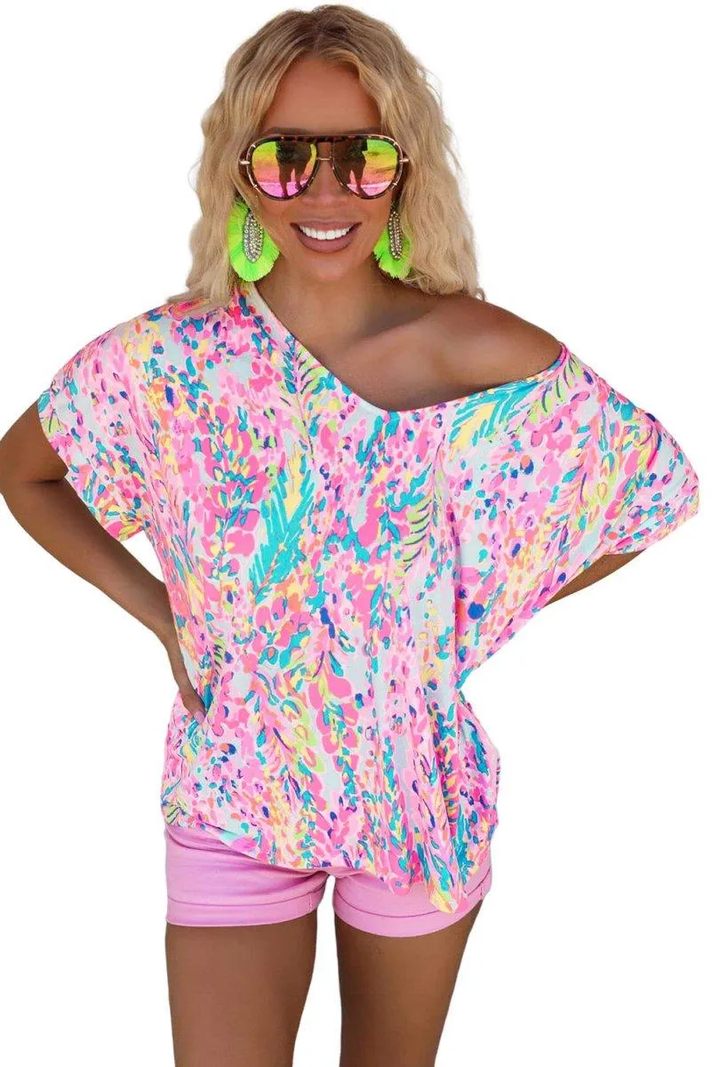 Jenna Multicolor Painted Floral Top