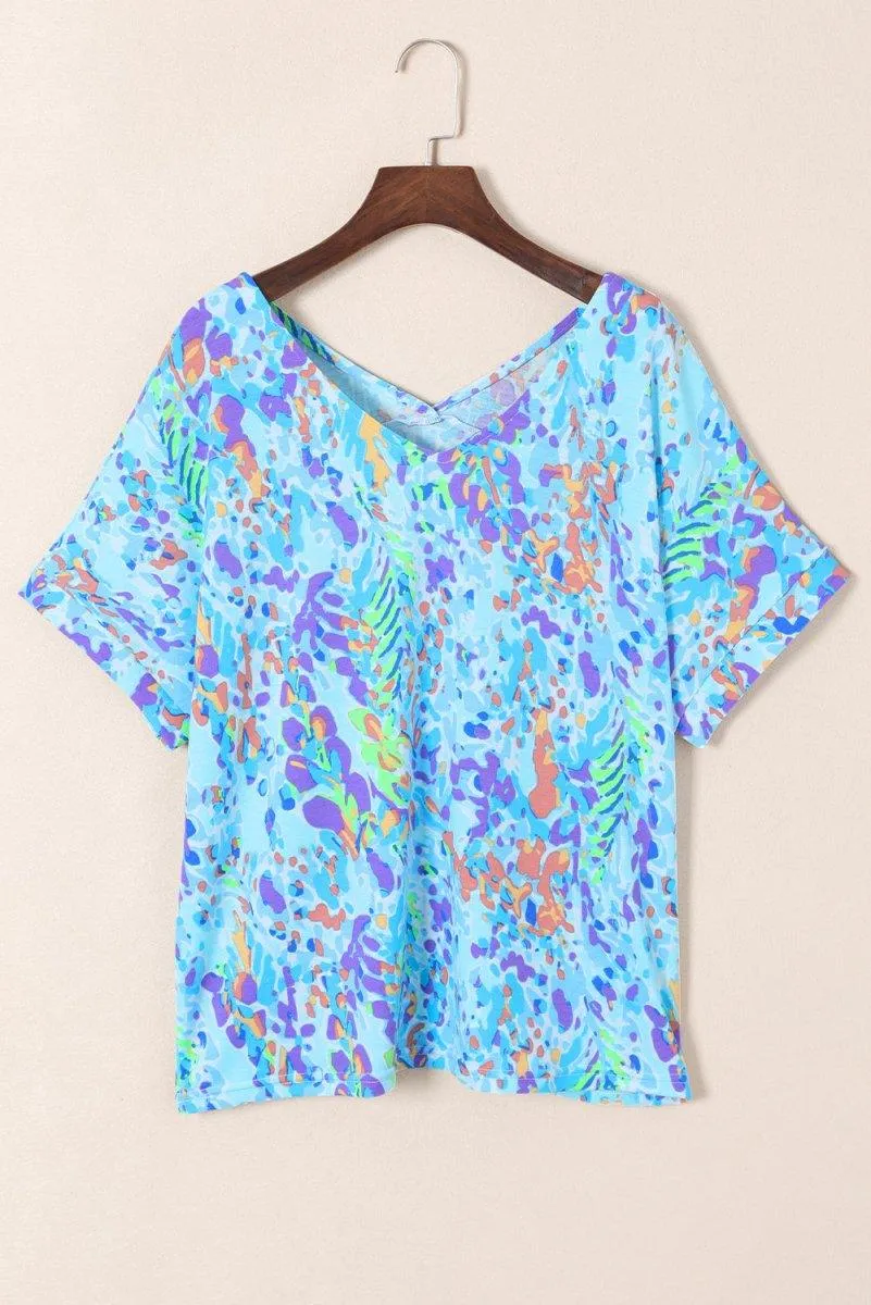 Jenna Multicolor Painted Floral Top