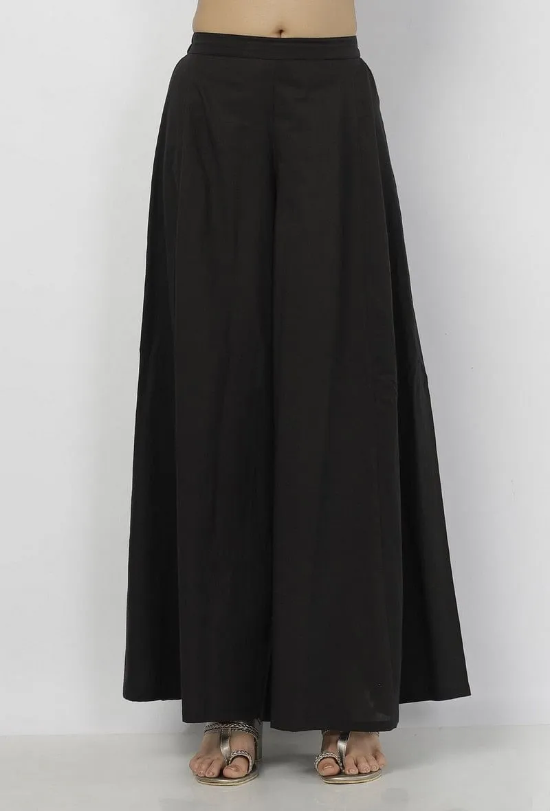 Kaani Black Plain Cotton Kali Palazzo