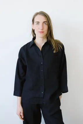 linen shirt - mons - black