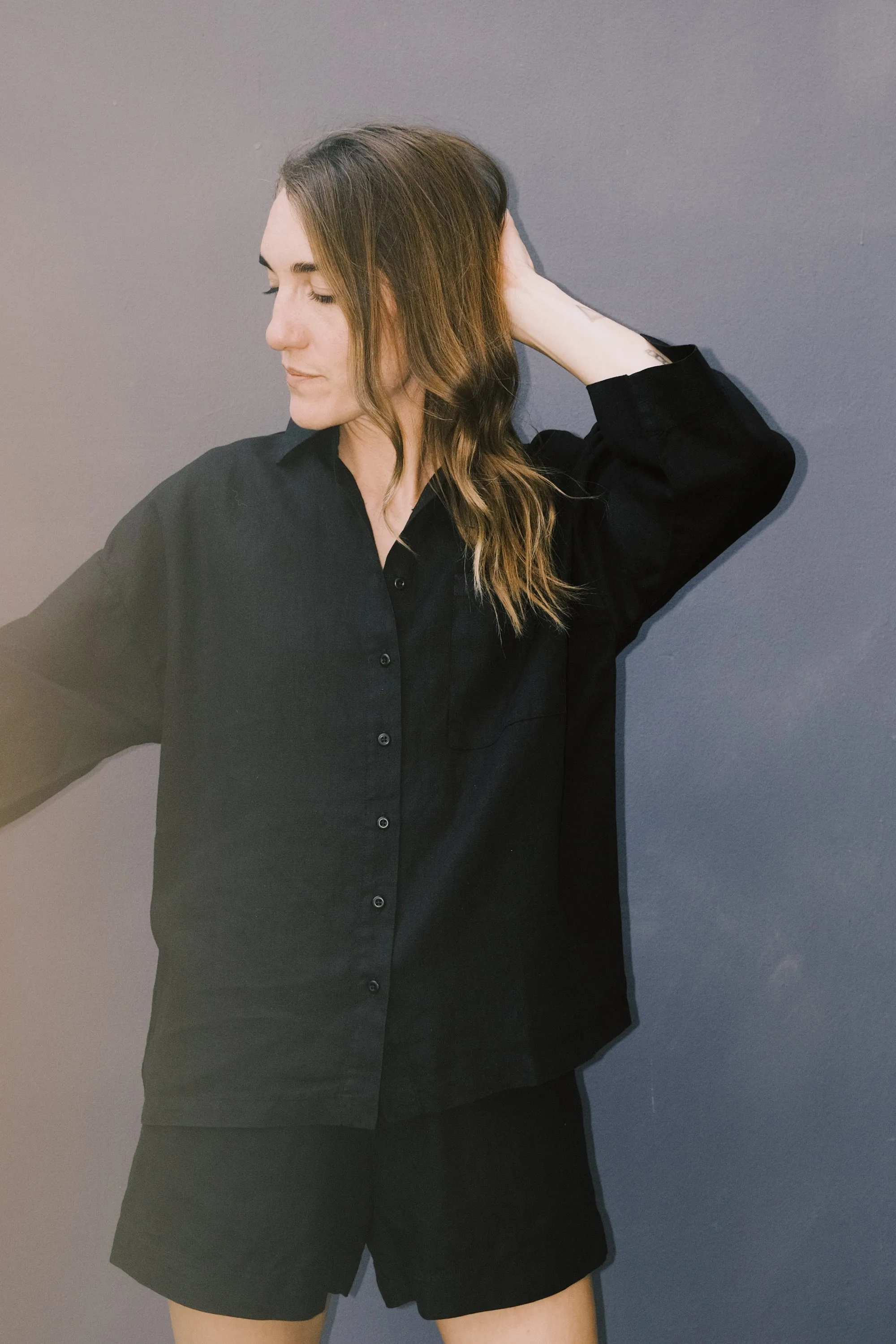 linen shirt - mons - black