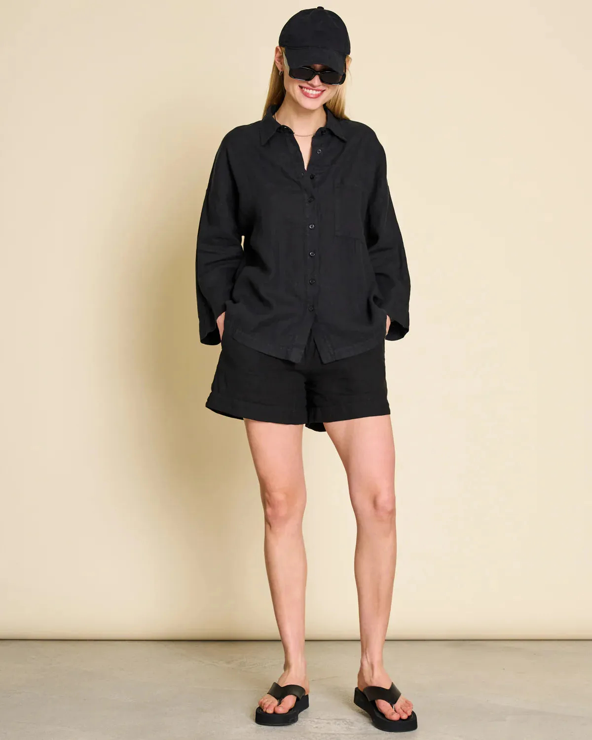 linen shirt - mons - black