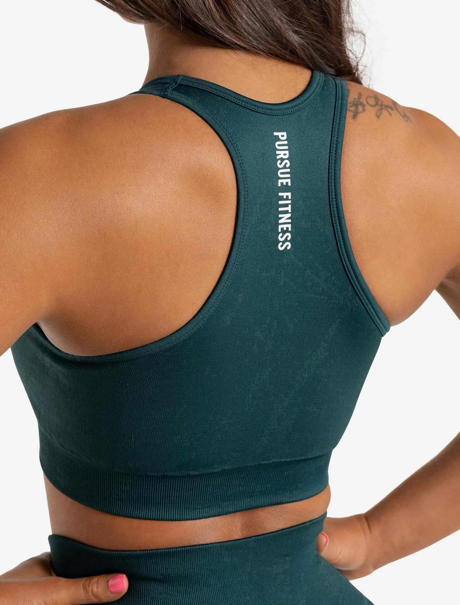 Marble Seamless Sports Bra - Dark Emerald Green