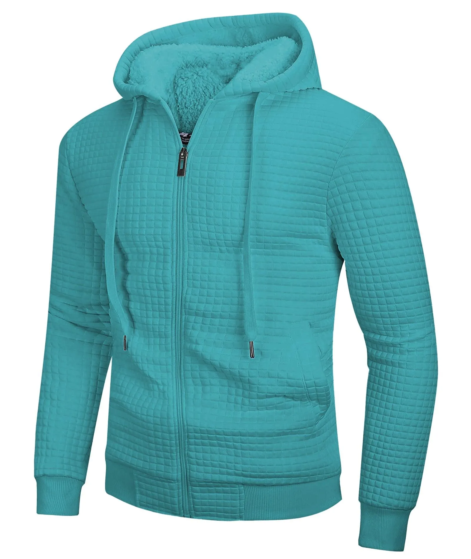 Men's Zip Up Solid Color Fleece Hoodie-ZPK004273