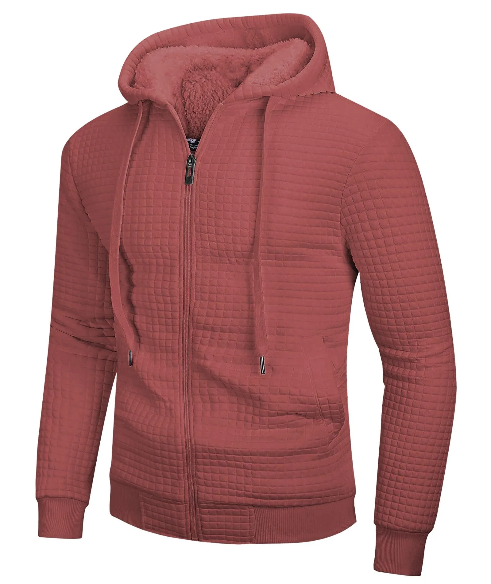 Men's Zip Up Solid Color Fleece Hoodie-ZPK004273