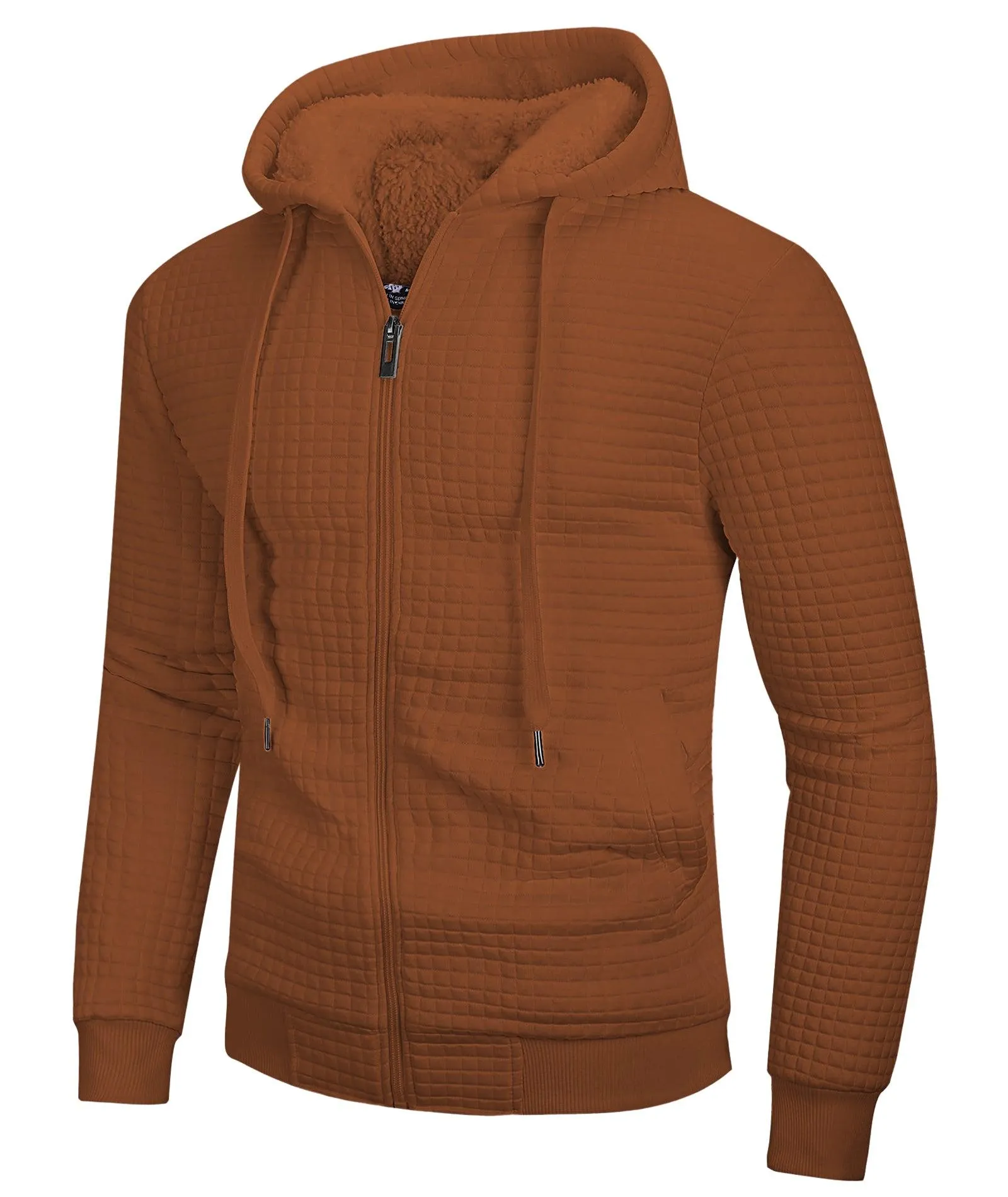 Men's Zip Up Solid Color Fleece Hoodie-ZPK004273