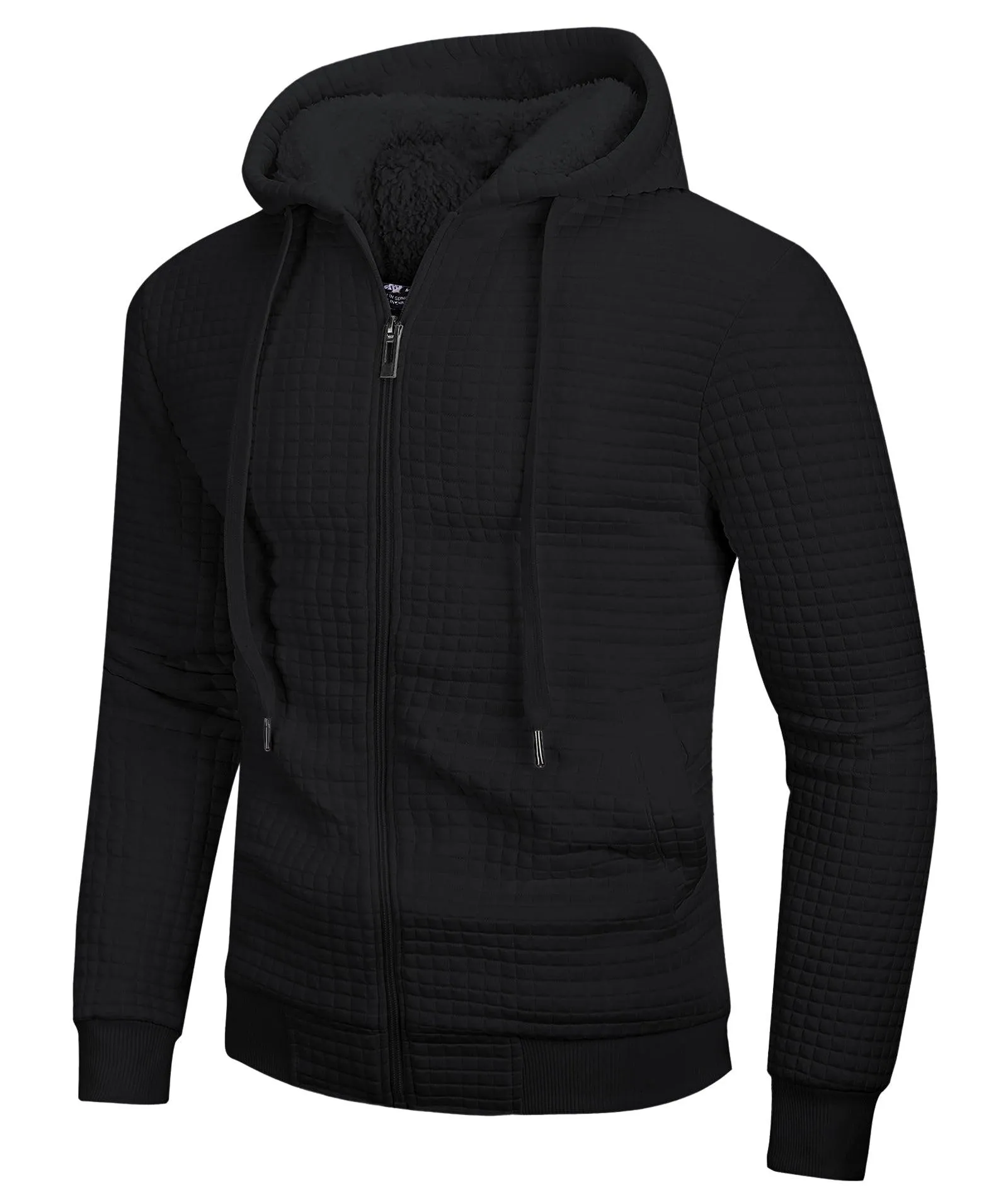 Men's Zip Up Solid Color Fleece Hoodie-ZPK004273