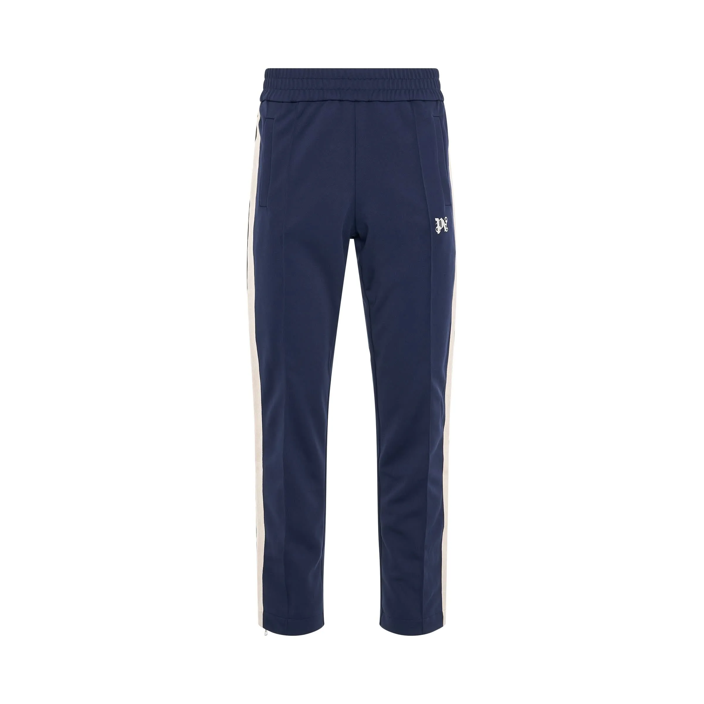 Monogram Embroidered Track Pants in Navy Blue