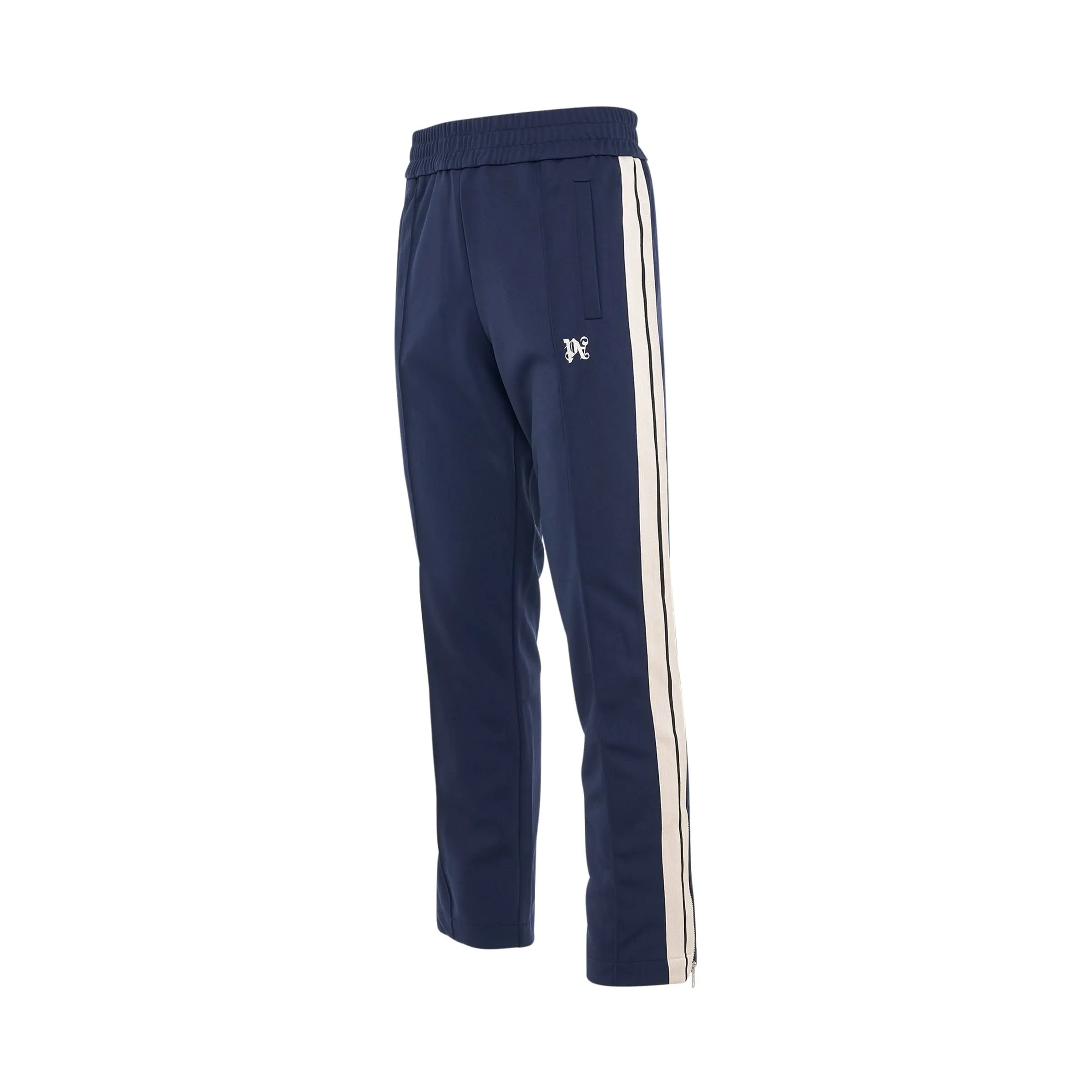 Monogram Embroidered Track Pants in Navy Blue