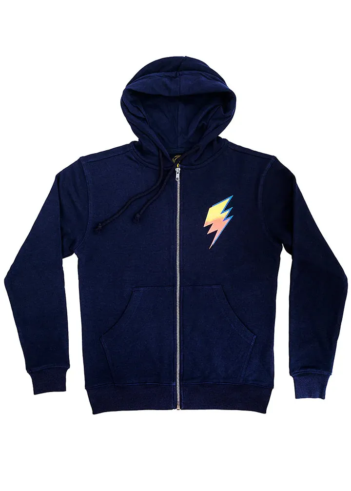 Navy Thunderbolt Zip Up Hoodie