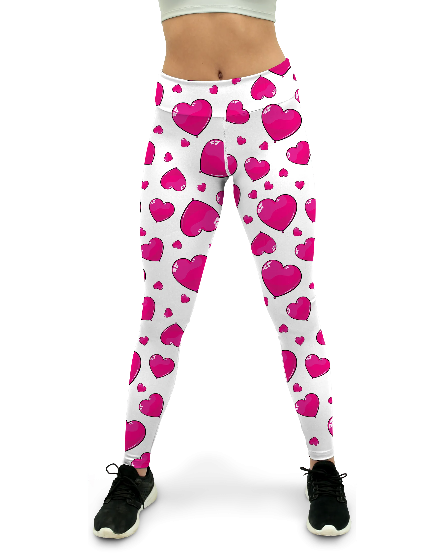 Pink Heart Shaped Balloons Yoga Pants