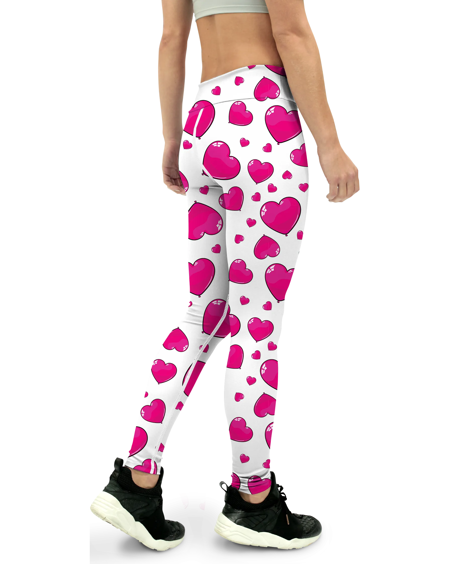 Pink Heart Shaped Balloons Yoga Pants