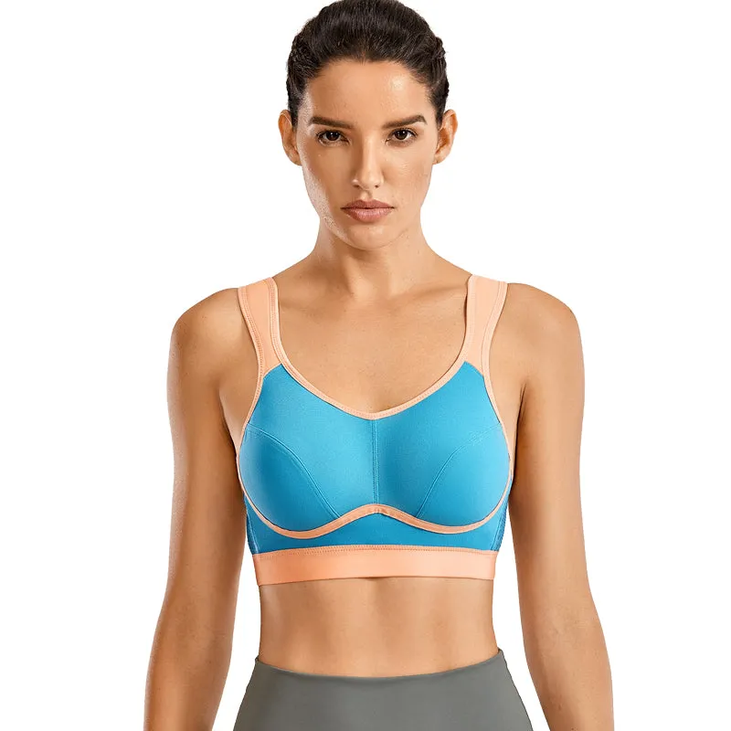 Plus size high impact wireless non-padded moisture-wicking sports bra (32C-44G)