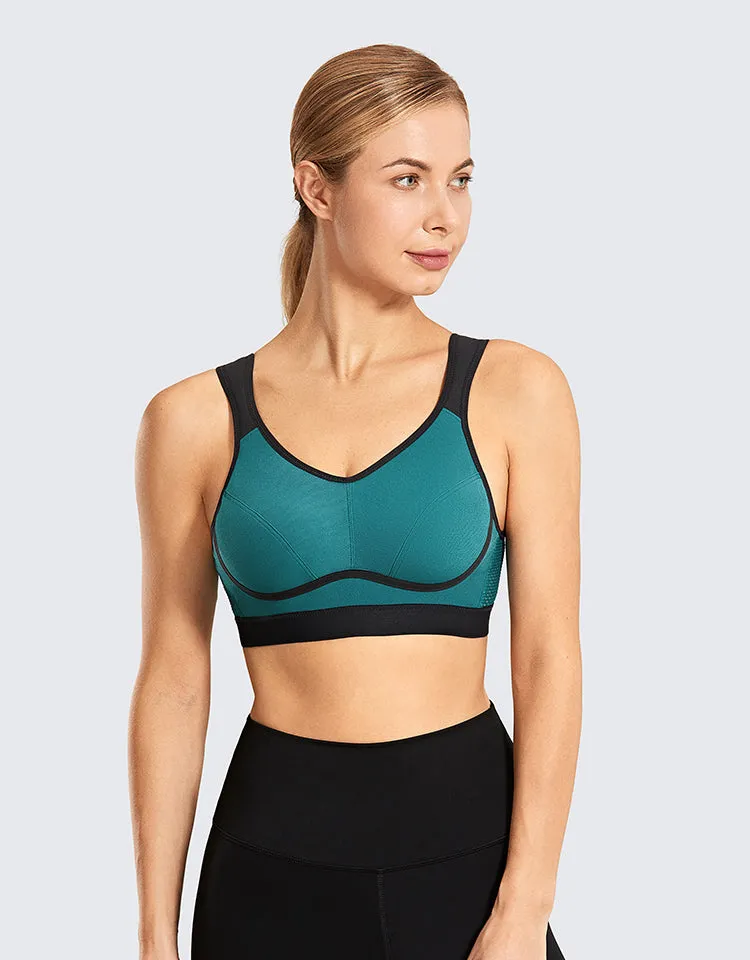 Plus size high impact wireless non-padded moisture-wicking sports bra (32C-44G)