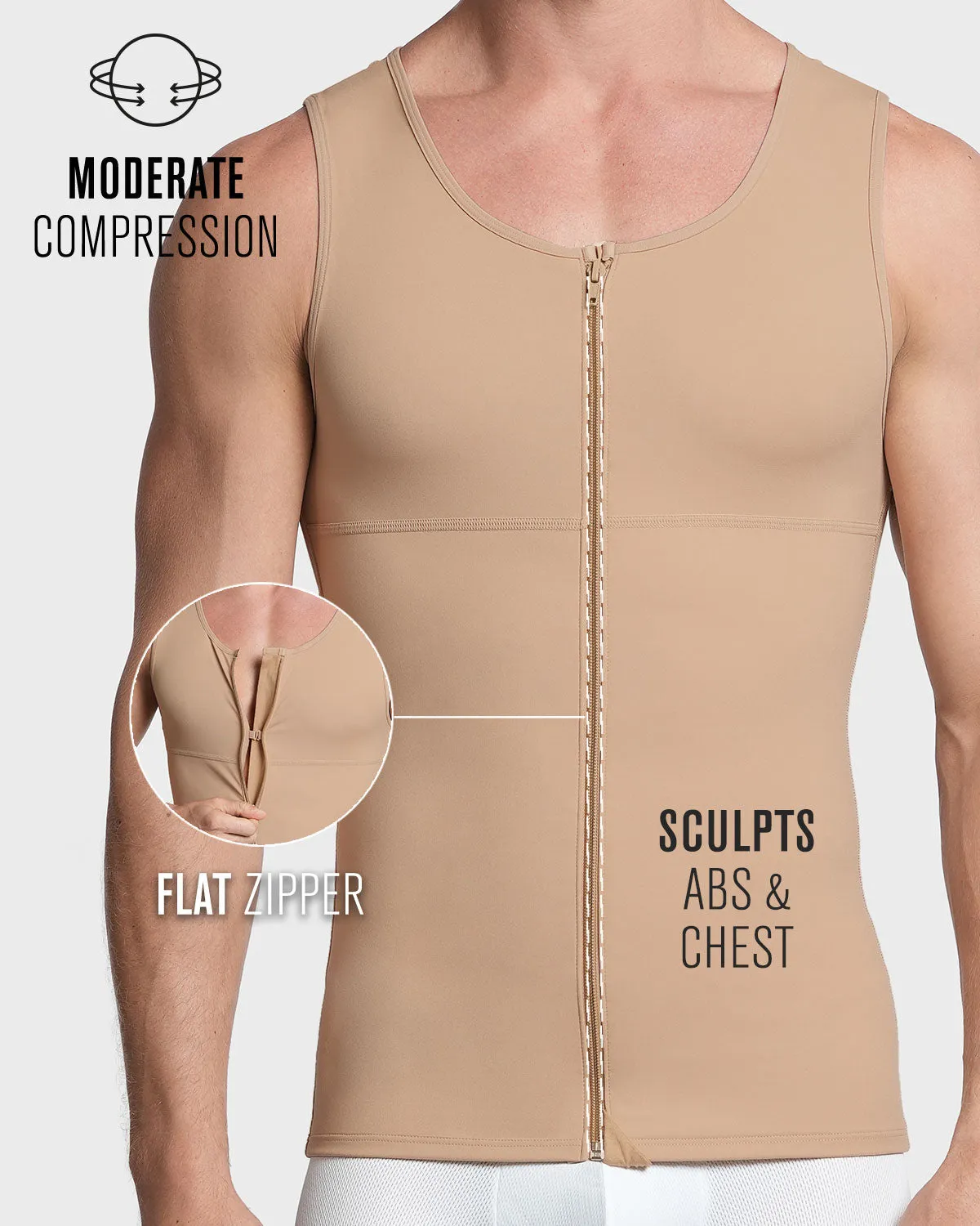 Post-Surgical Compression Vest with Double-Layered Fabric in Abs and Back