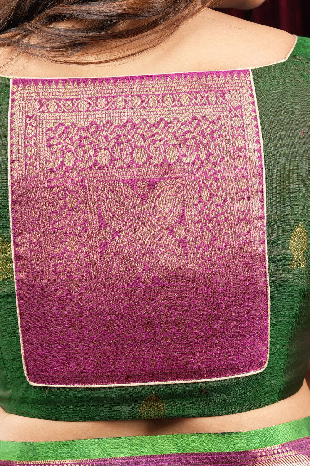 Pure kanjivaram silk blouse with statement vanasingaram zari detailing