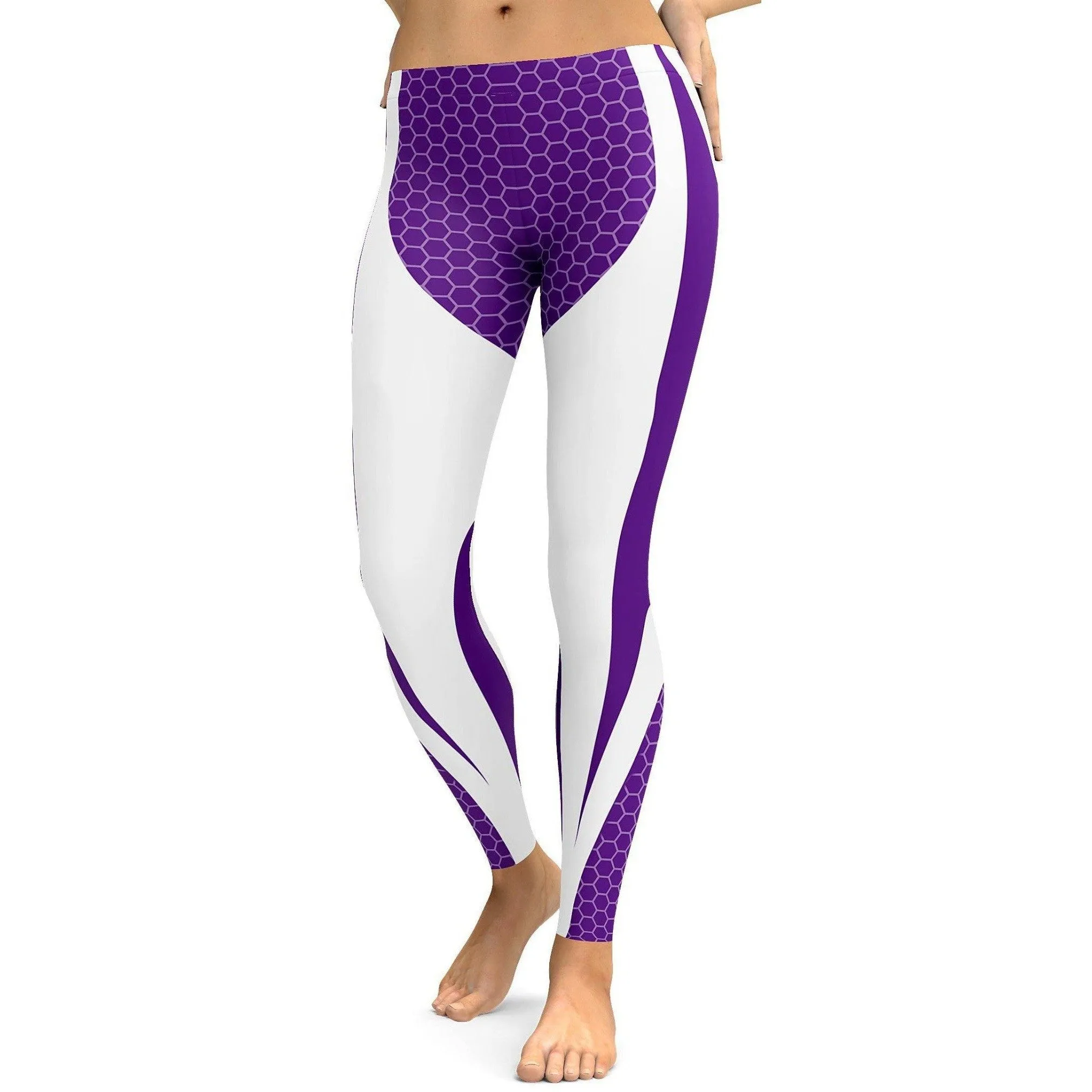 Purple Honeycomb Carbon White Leggings